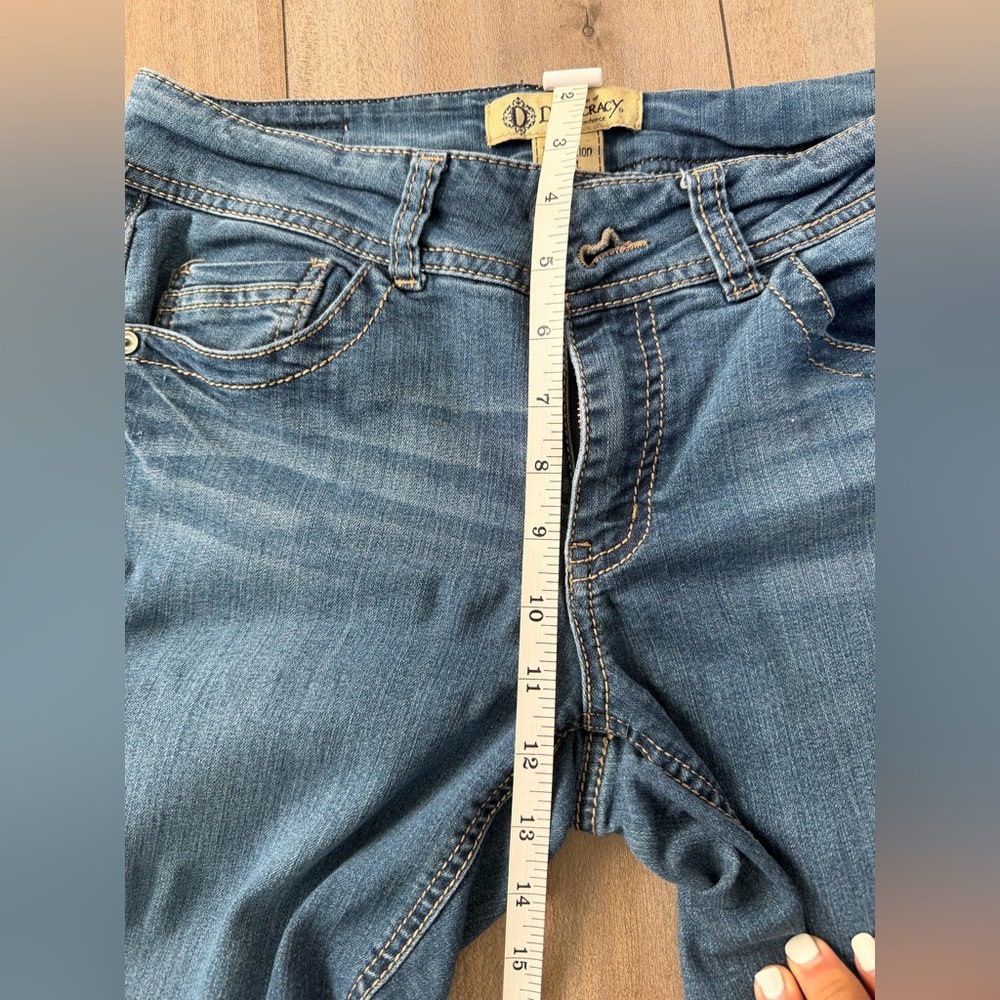 Democracy Denim Flare Jeans in Medium Blue Wash - Picture 6 of 15